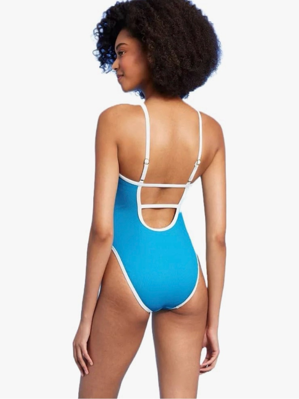 Shade & Shore Women's Contrast Binding Scoop One Piece Swimsuit -size M 
NWT